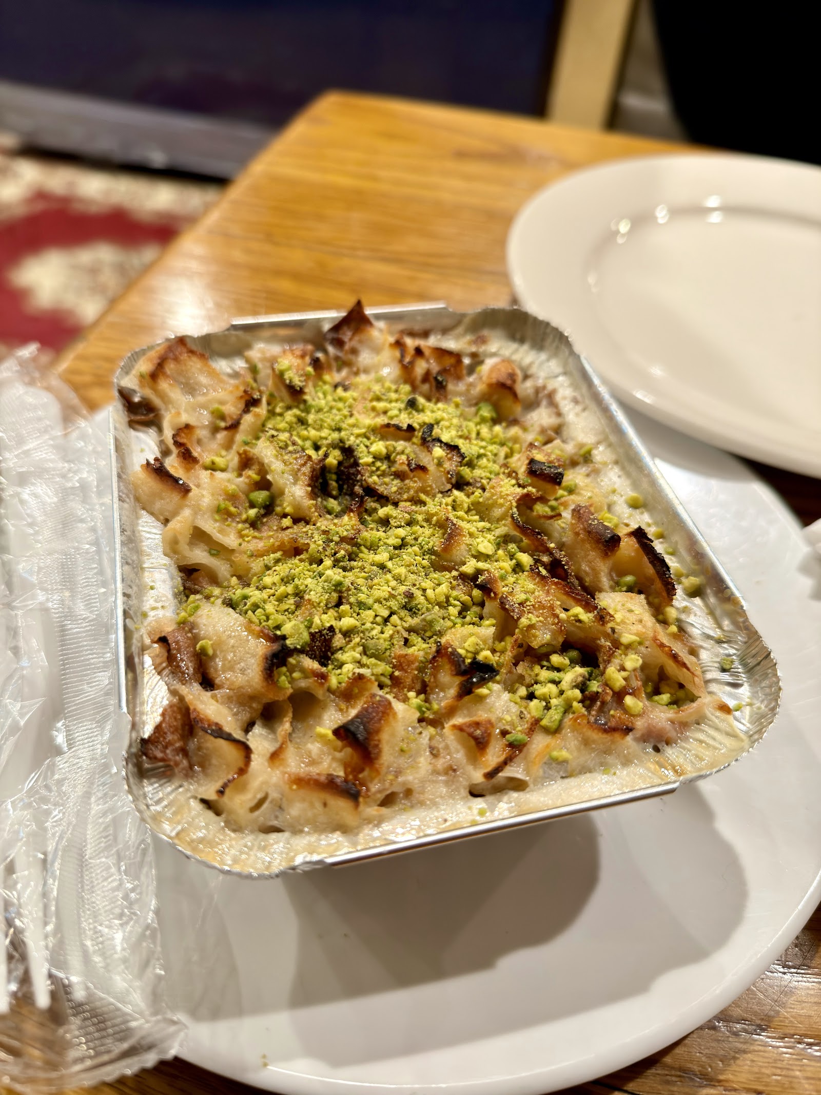 Om Ali with crushed pistachios