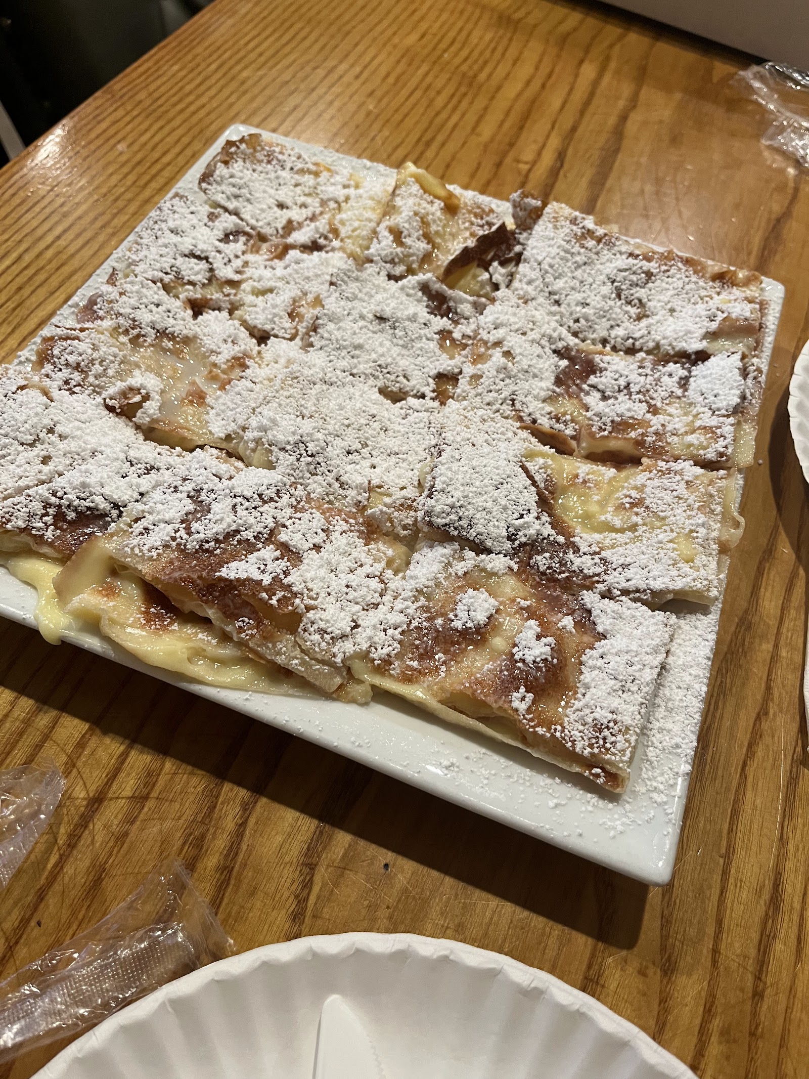 Sweet feteer dusted with powdered sugar
